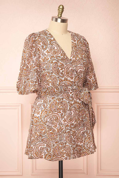 Hinata Paisley Short Wrap Dress | Boutique 1861 side plus size