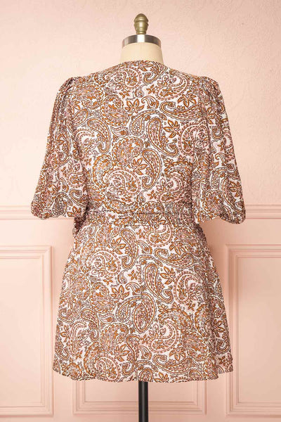 Hinata Paisley Short Wrap Dress | Boutique 1861  back plus size