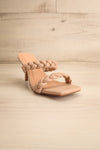Hirna Beige Faux Leather Heeled Sandals | La petite garçonne front view