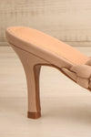 Hirna Beige Faux Leather Heeled Sandals | La petite garçonne side close-up