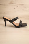 Hirna Black Faux Leather Heeled Sandals | La petite garçonne side view