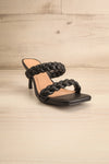 Hirna Black Faux Leather Heeled Sandals | La petite garçonne front view
