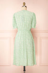 Hollbaek Green Floral Short Dress w/ Puffy Sleeves | Boutique 1861 back view
