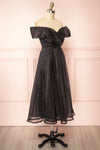 Holly Black Off-Shoulder Organza Midi Dress | Boutique 1861 side view