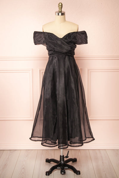 Black off the shoulder midi dress online