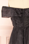 Holly Black Off-Shoulder Organza Midi Dress | Boutique 1861 back close-up