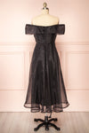 Holly Black Off-Shoulder Organza Midi Dress | Boutique 1861 back view