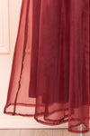 Holly Burgundy Off-Shoulder Organza Midi Dress | Boutique 1861 bottom close-up