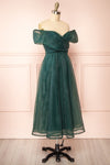 Holly Green Off-Shoulder Organza Midi Dress | Boutique 1861 side view