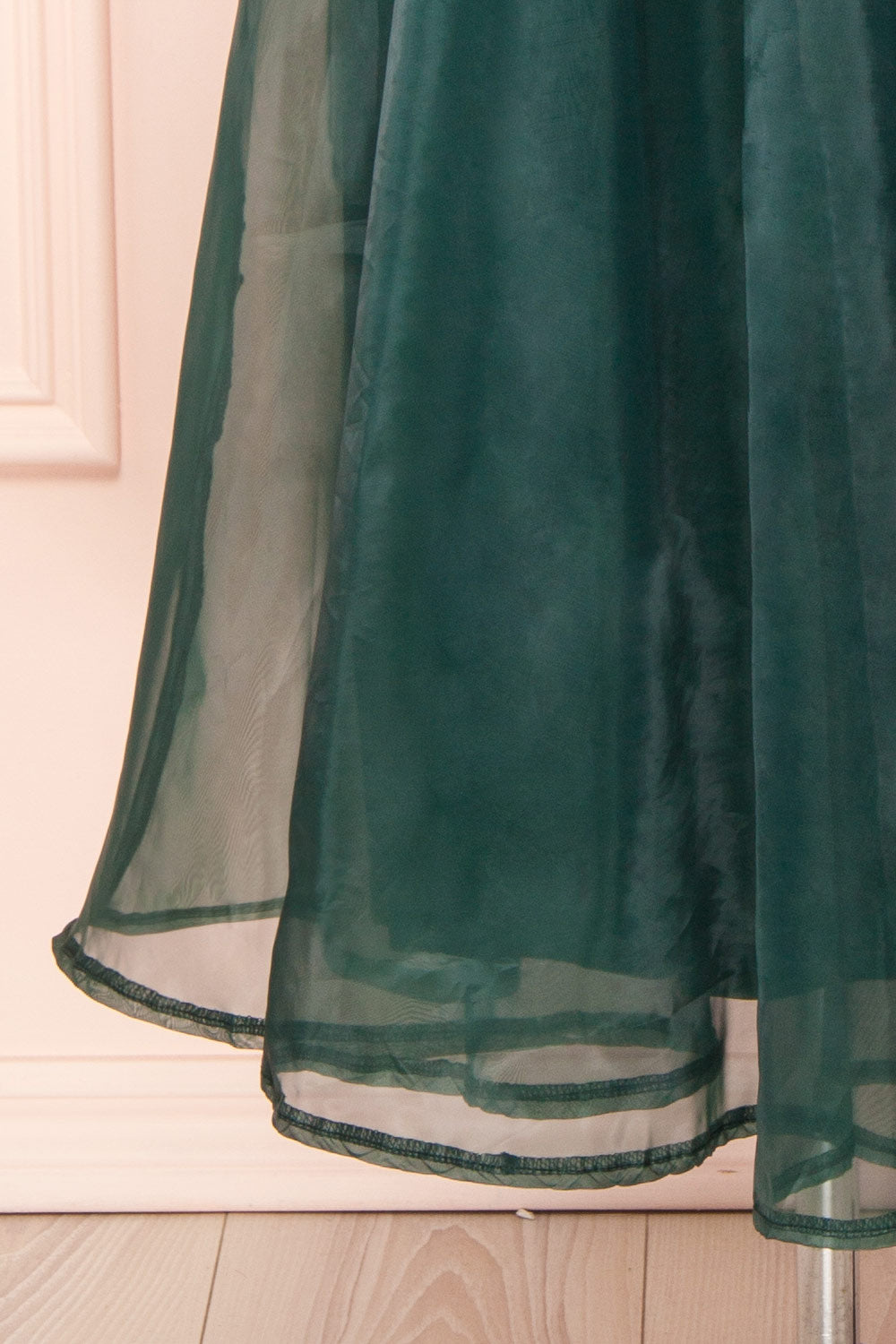 Holly Green Off-Shoulder Organza Midi Dress | Boutique 1861 bottom