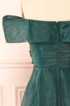 Holly Green Off-Shoulder Organza Midi Dress | Boutique 1861 backc lose-up