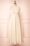 Honeyy Beige A-Line Laced Back Midi Dress | Boutique 1861 front view