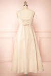 Honeyy Beige A-Line Laced Back Midi Dress | Boutique 1861 back view
