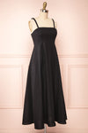 Honeyy Black A-Line Laced Back Midi Dress | Boutique 1861 side view