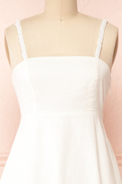 Honeyy Ivory A-Line Laced Back Midi Dress | Boutique 1861 front close-up