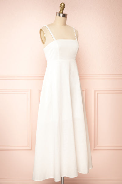 Honeyy Ivory A-Line Laced Back Midi Dress | Boutique 1861 side view