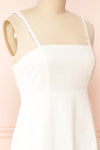 Honeyy Ivory A-Line Laced Back Midi Dress | Boutique 1861 side close-up