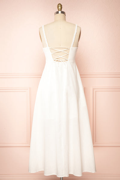 Honeyy Ivory A-Line Laced Back Midi Dress | Boutique 1861 back view