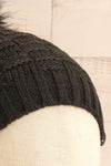 Honokaa Noir Black Tuque with Faux-Fur Pompom close-up | La Petite Garçonne