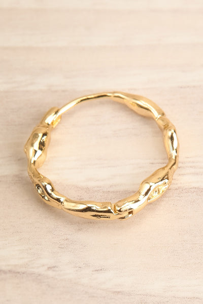 Horologium Gold Textured Hoop Earrings | La petite garçonne close-up