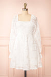 Hortensia White Short Dress w/ Floral Embroidery | Boutique 1861 front view