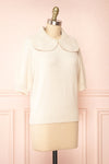 Houria Beige Peter Pan Collar Top w/ Puff Sleeves | Boutique 1861 side view
