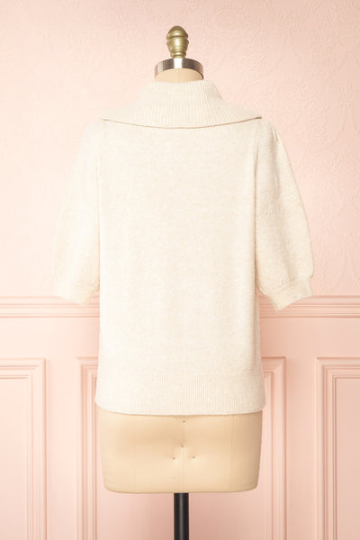 Houria Beige Peter Pan Collar Top w/ Puff Sleeves | Boutique 1861 back view