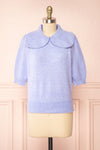 Houria Lavander Peter Pan Collar Top w/ Puff Sleeves | Boutique 1861 front view