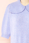Houria Lavander Peter Pan Collar Top w/ Puff Sleeves | Boutique 1861 front close-up