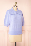 Houria Lavander Peter Pan Collar Top w/ Puff Sleeves | Boutique 1861  side view