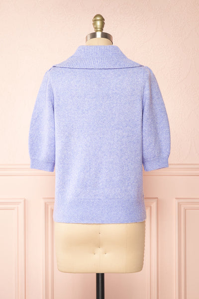 Houria Lavander Peter Pan Collar Top w/ Puff Sleeves | Boutique 1861  back view