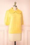 Houria Yellow Peter Pan Collar Top w/ Puff Sleeves | Boutique 1861 side view
