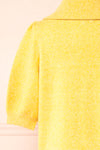 Houria Yellow Peter Pan Collar Top w/ Puff Sleeves | Boutique 1861 back close-up