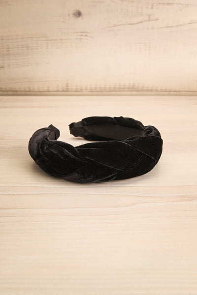 Houx Black Velvet Braided Headband | La petite garçonne flat view