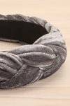 Houx Grey Velvet Braided Headband | La petite garçonne flat close-up