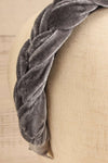 Houx Grey Velvet Braided Headband | La petite garçonne close-up