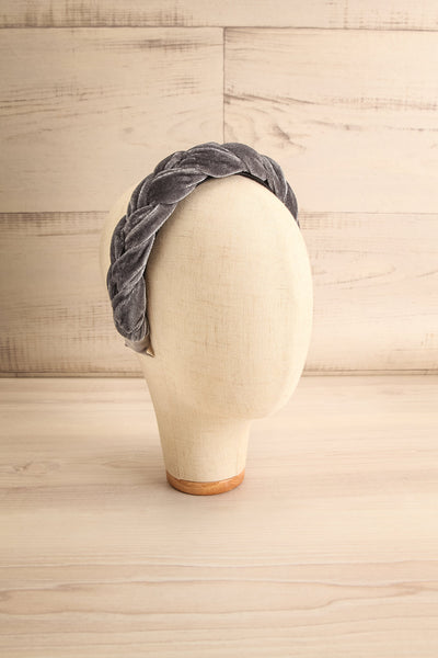 Houx Grey Velvet Braided Headband | La petite garçonne