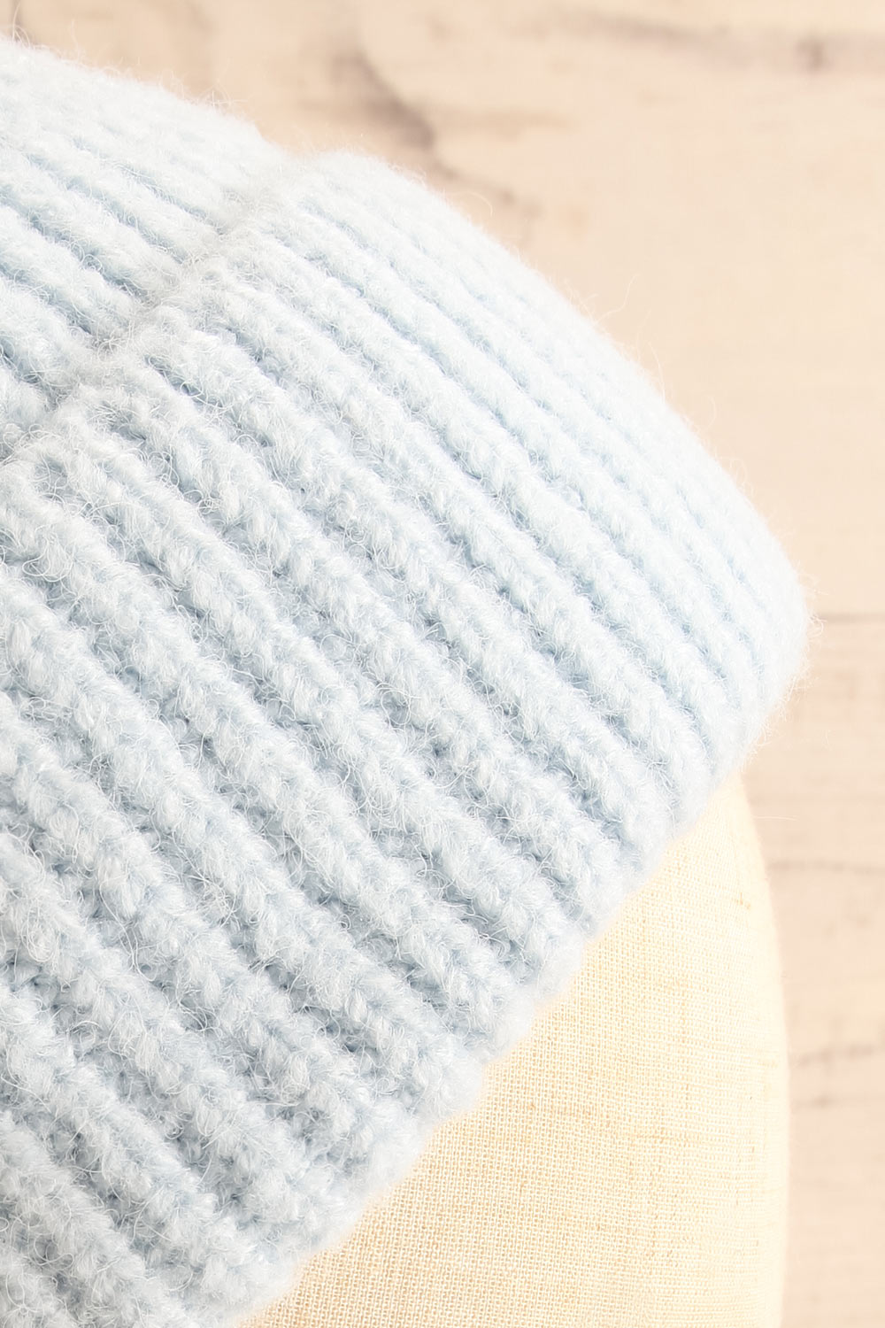 Hoya Blue Pastel Knit Tuque | La petite garçonne side close-up