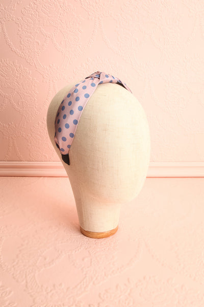 Husna Rose Pink & Blue Polka Dots Knotted Headband | Boutique 1861 1