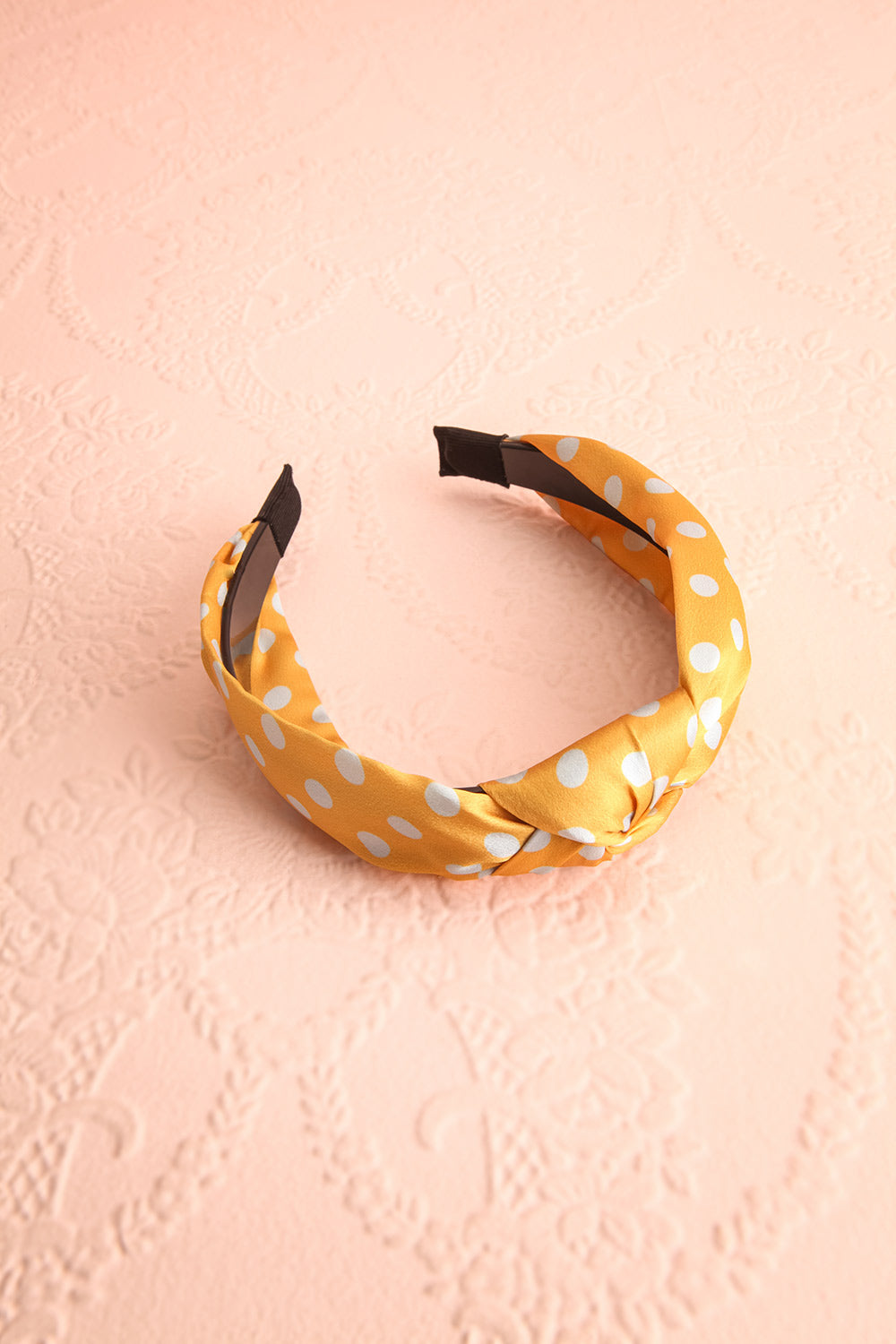 Husna Soleil Yellow & Grey Polka Dots Knotted Headband | Boutique 1861 3