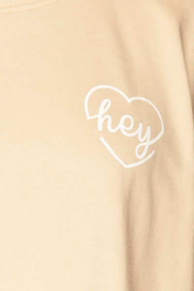 Huy Beige Cropped T-Shirt With Print | La petite garçonne fabric