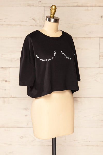 Huy Black Cropped T-Shirt With Print | La petite garçonne side view