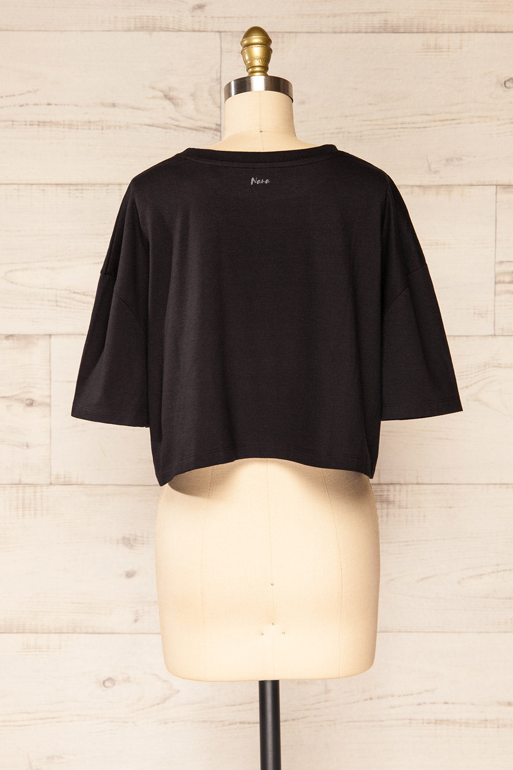 Huy Black Cropped T-Shirt With Print | La petite garçonne back view 