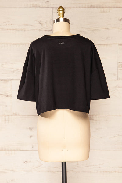 Huy Black Cropped T-Shirt With Print | La petite garçonne back view