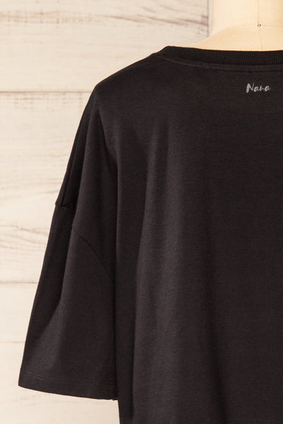Huy Black Cropped T-Shirt With Print | La petite garçonne back close-up