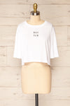 Huy White Cropped T-Shirt w/ Print | La petite garçonne front view