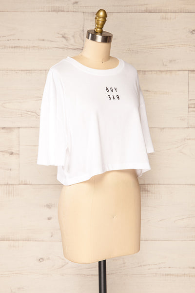 Huy White Cropped T-Shirt w/ Print | La petite garçonne side view