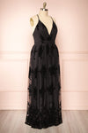 Hyade Black Plus Size V-Neck Floral Maxi Dress | Boutique 1861 side view