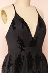Hyade Black Plus Size V-Neck Floral Maxi Dress | Boutique 1861 side close-up