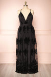 Hyade Black Plus Size V-Neck Floral Maxi Dress | Boutique 1861